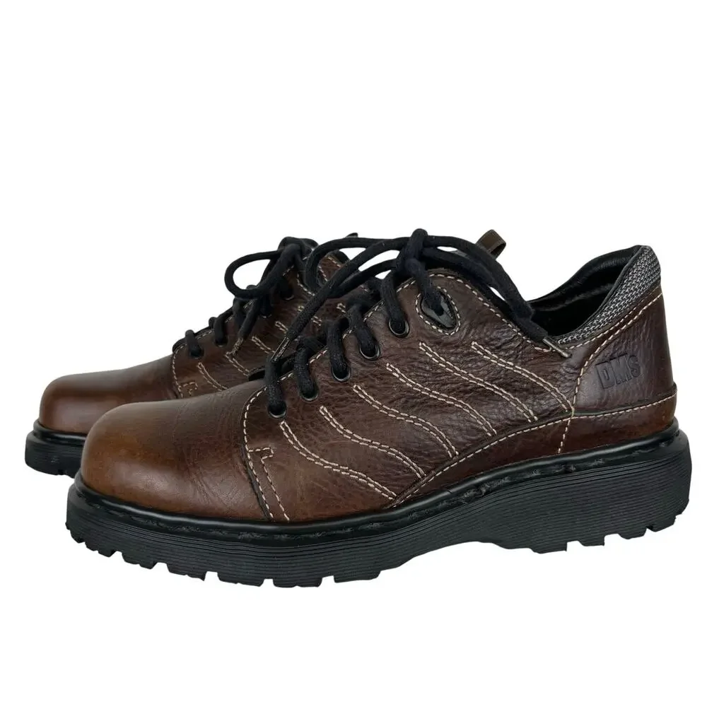 Vintage Dr Martens Brown Leather Chunky Lace Up Platform Shoes Made in England 9